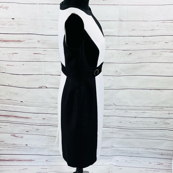 Elie Asl Women's Sheath Dress Sleeveless Black /White Colorblock Size 8 - Picture 3 of 10